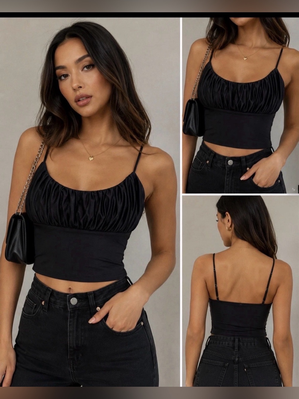 AKIRA Black Ruched Bust Crop Top Size Medium | Perfect for creating trendy Y2K,